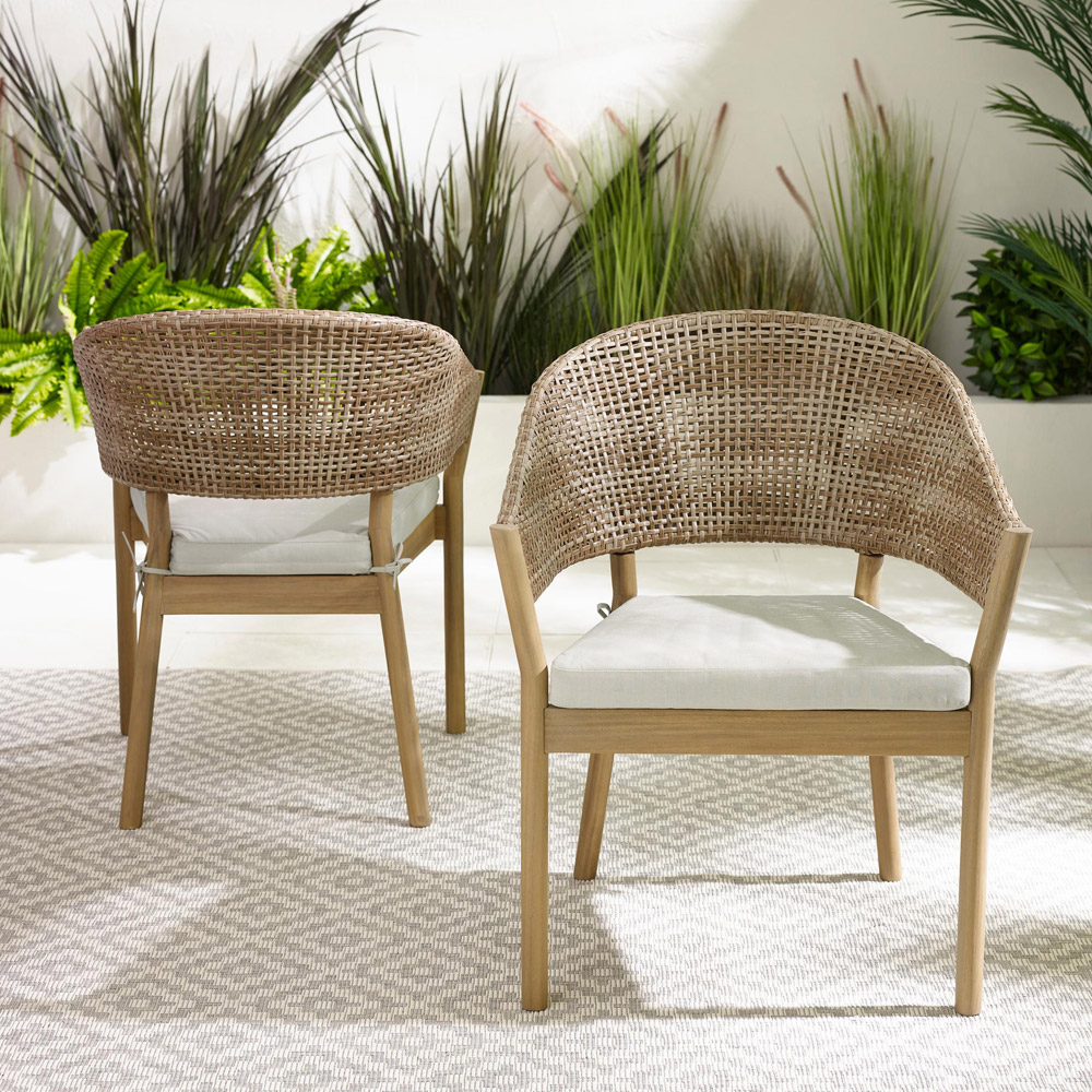 Furniturebox Essen and Metz 4 Seater Wood and Wicker Dining Set Image 8