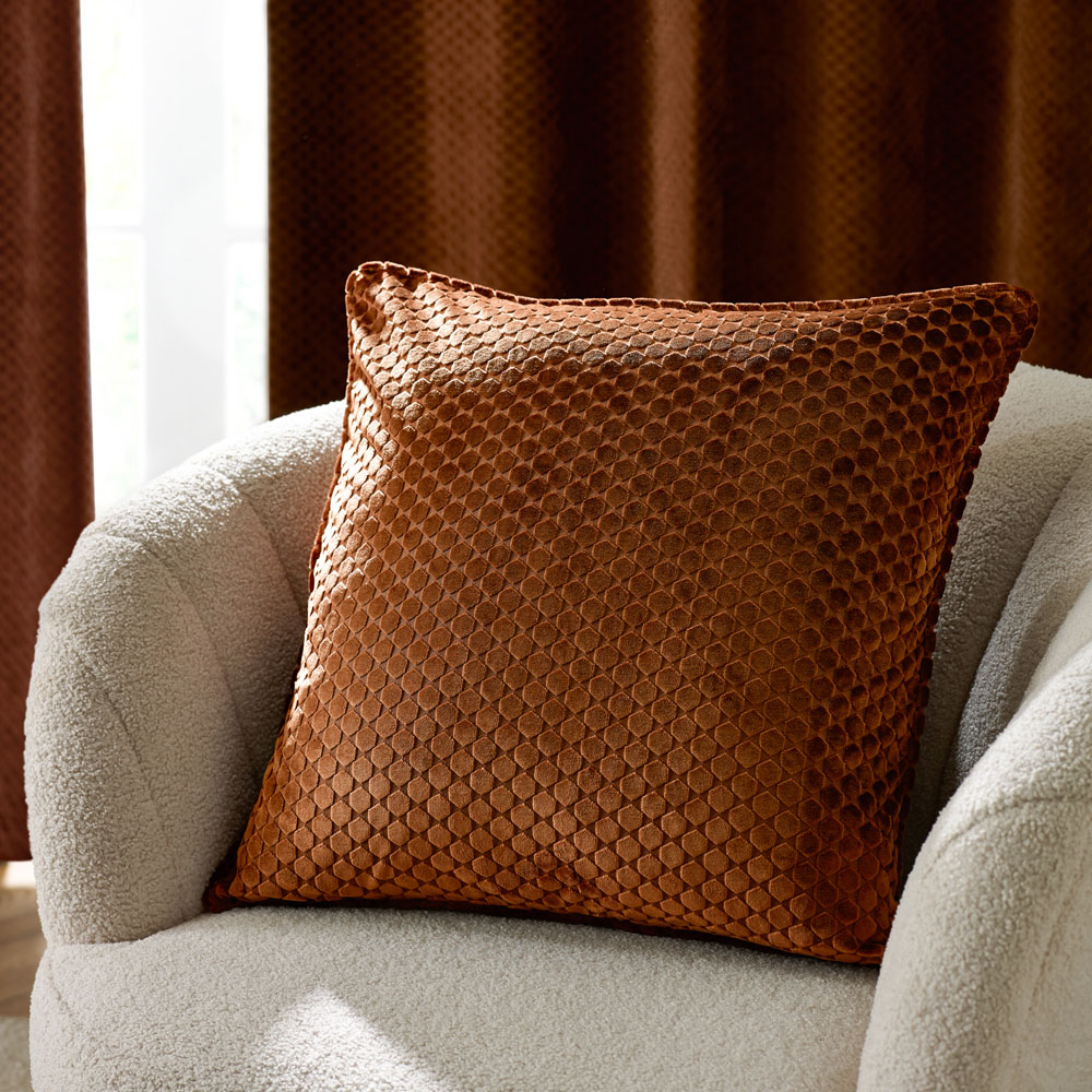 Paoletti Neptune Copper Velvet Cushion 50 x 50cm Image 2