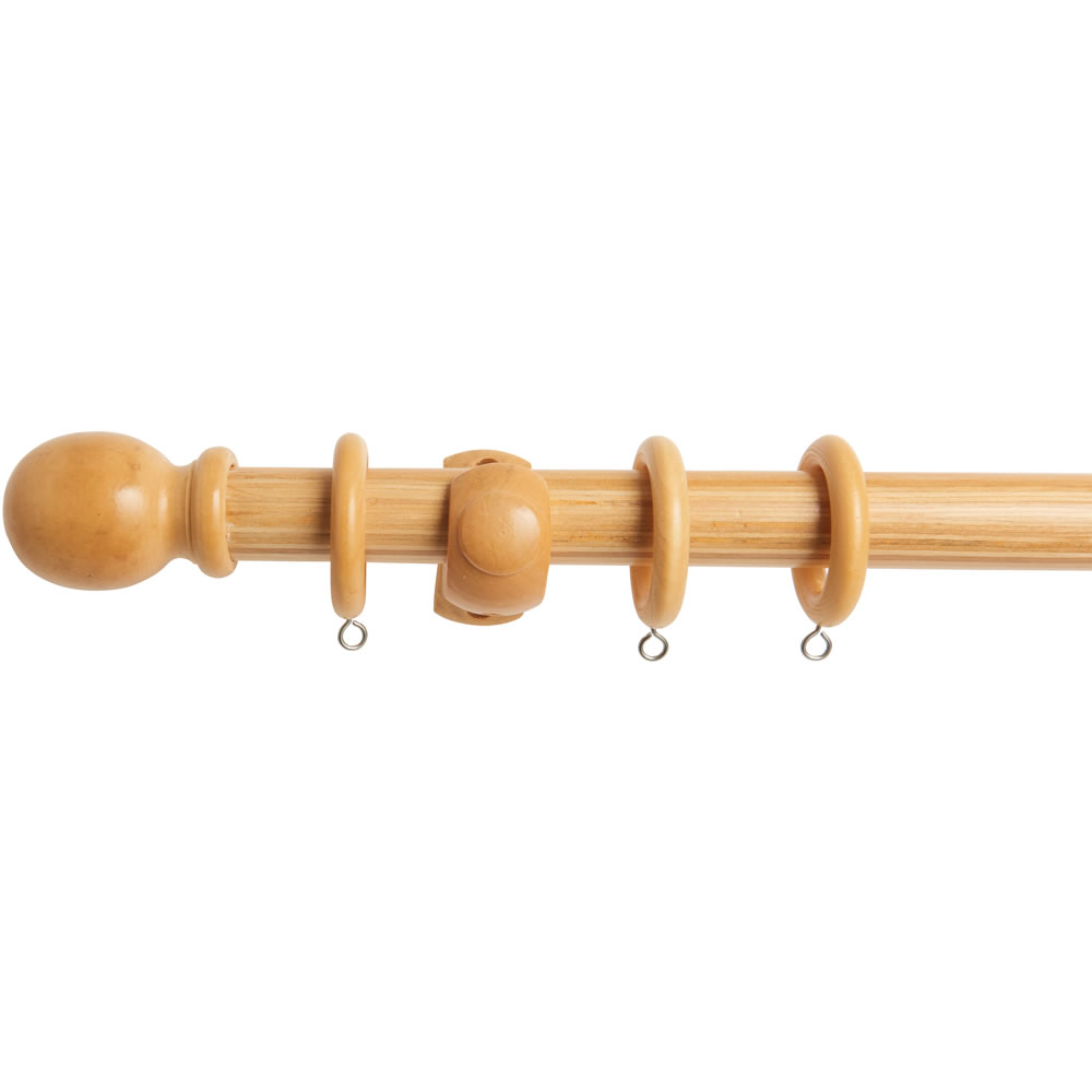 Wilko 180cm x 28mm Natural Wood Effect Curtain Pole Image 1