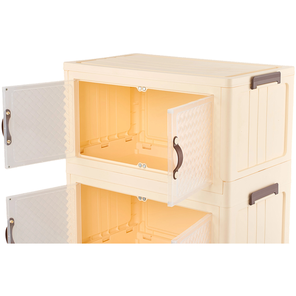 Living and Home 3-Tier Cream and Clear Transparent Foldable Storage Cabinet with Castors Image 5