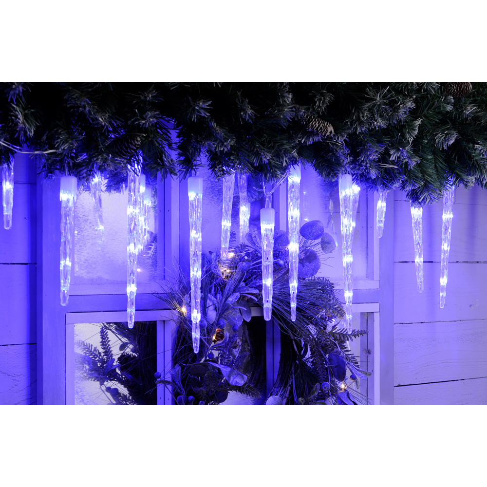 Festive 72 White and Blue LED Colour Changing 24 Icicle String Light Image 2