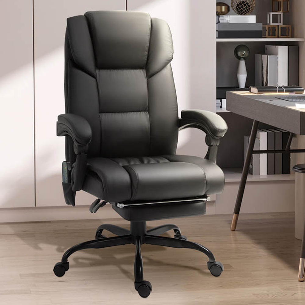 Portland Black PU Leather Swivel Massage Office Chair Image 1