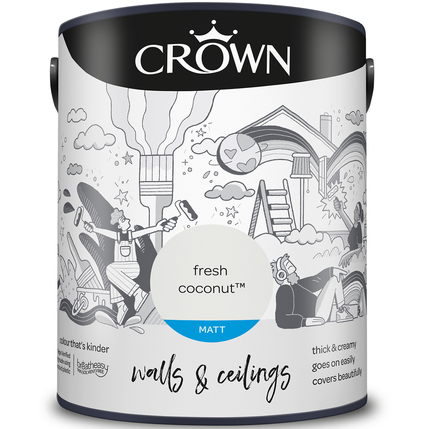 Crown Walls & Ceilings Fresh Coconut Matt Emulsion Painr 5L Image 2