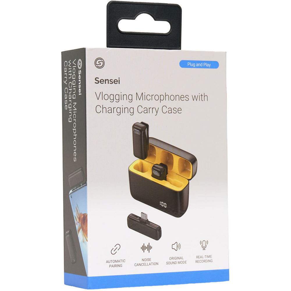 Sensei Vlogging Mic with Charging Carry Case Black Image 6