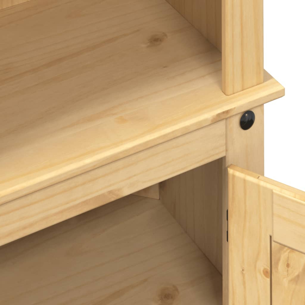 vidaXL Single Door 3 Shelf Honey Wax Solid Pine Wood Highboard Image 6