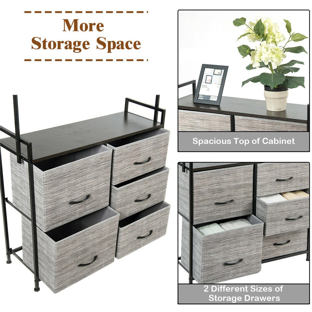 Costway 5 Drawer Storage Unit with Clothes Rack Image 6