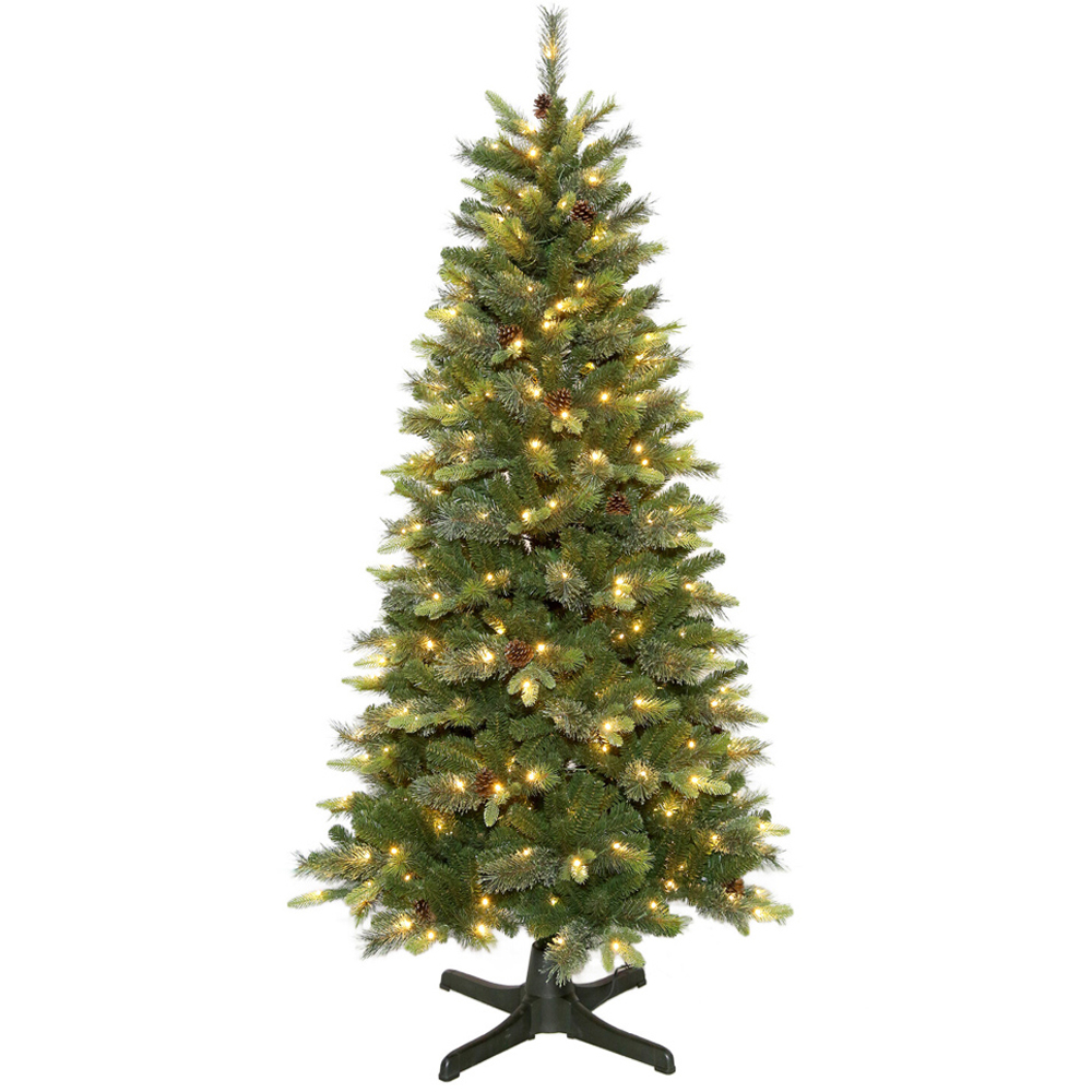 7ft Pre-Lit Ascot Artificial Fir Christmas Tree Green Image 1