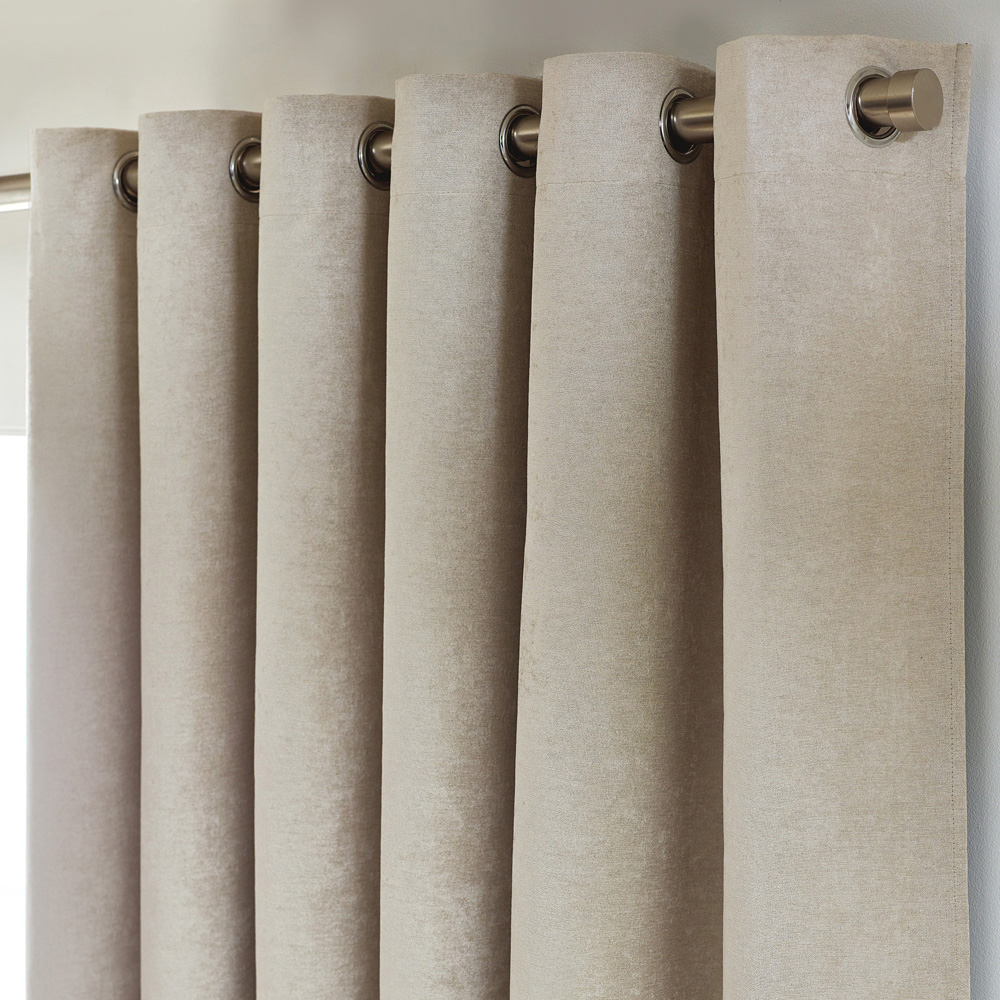 Alan Symonds Cream Chenille Blackout Ring Top Eyelet Curtains 229 x 229cm Image 2