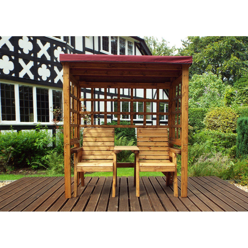 Charles Taylor Henley 2 Seater Arbour with Burgundy Roof Cover Image 7