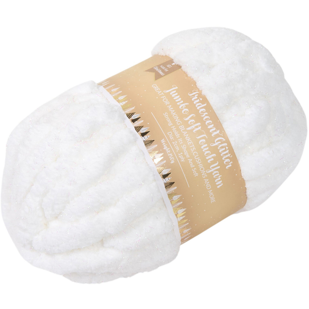 Iridescent Glitter Jumbo Soft Touch Yarn White Image 4