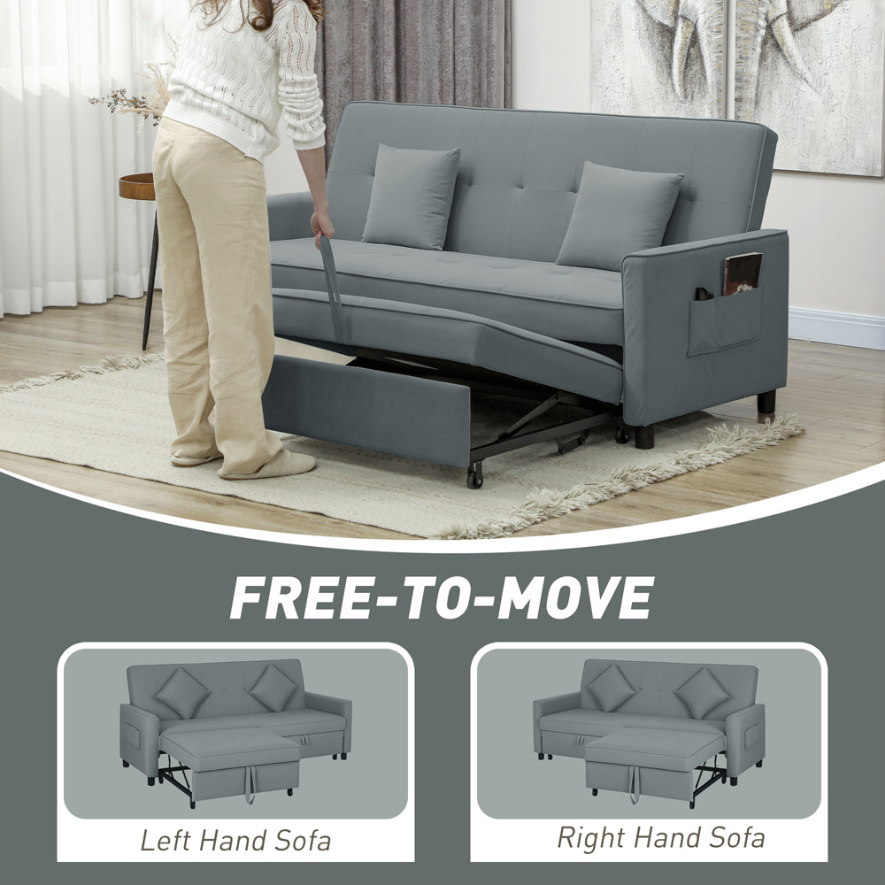 HOMCOM 3 Seater Grey L Shaped Reversible Pull Out Sofa Bed Image 5