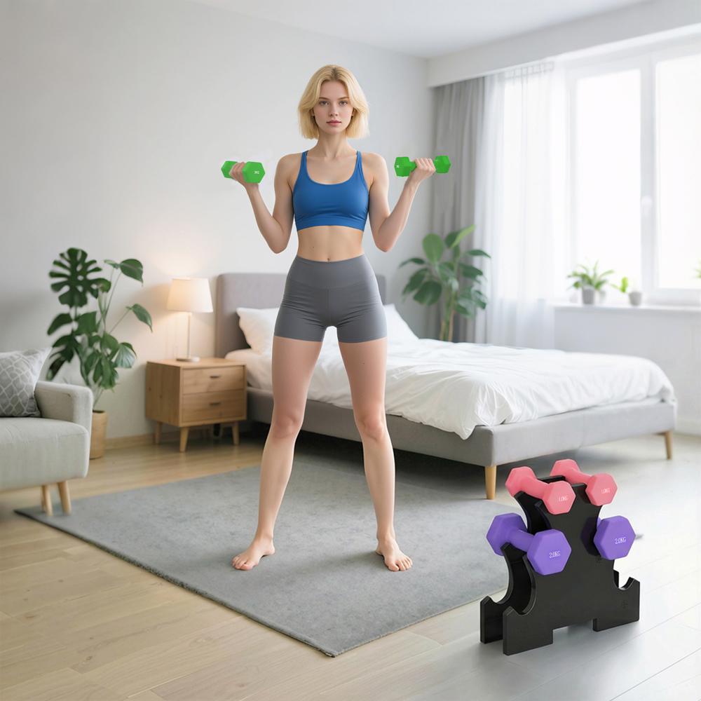 SPORTNOW Multicolour Hex Dumbbell Set with Rack 12kg 6 Pack Image 6