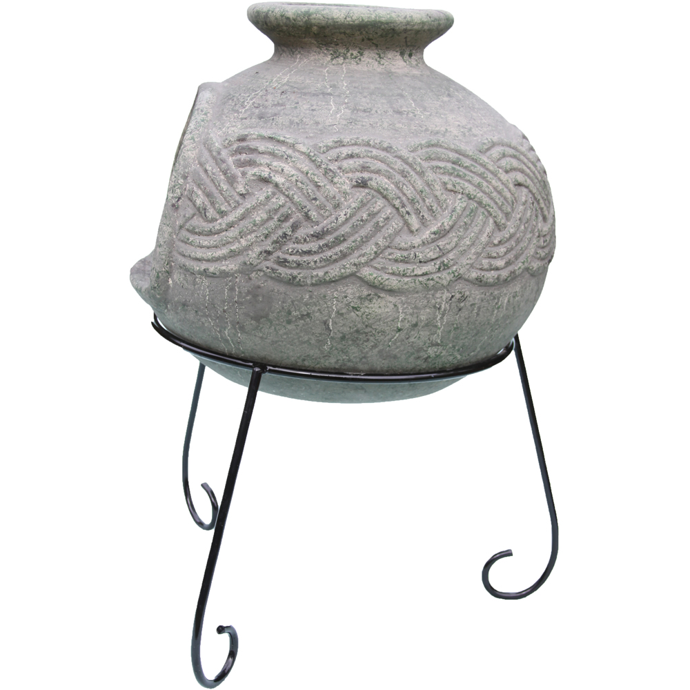 Gardeco Elfyn Wide Bellied Celtic Theme Mexican Chimenea with Stand Image 3