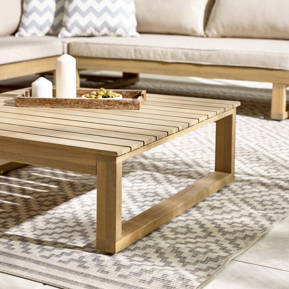 Furniturebox Sardinia 6 Seater Natural Oak Effect Wood Outdoor Sofa Set Image 6