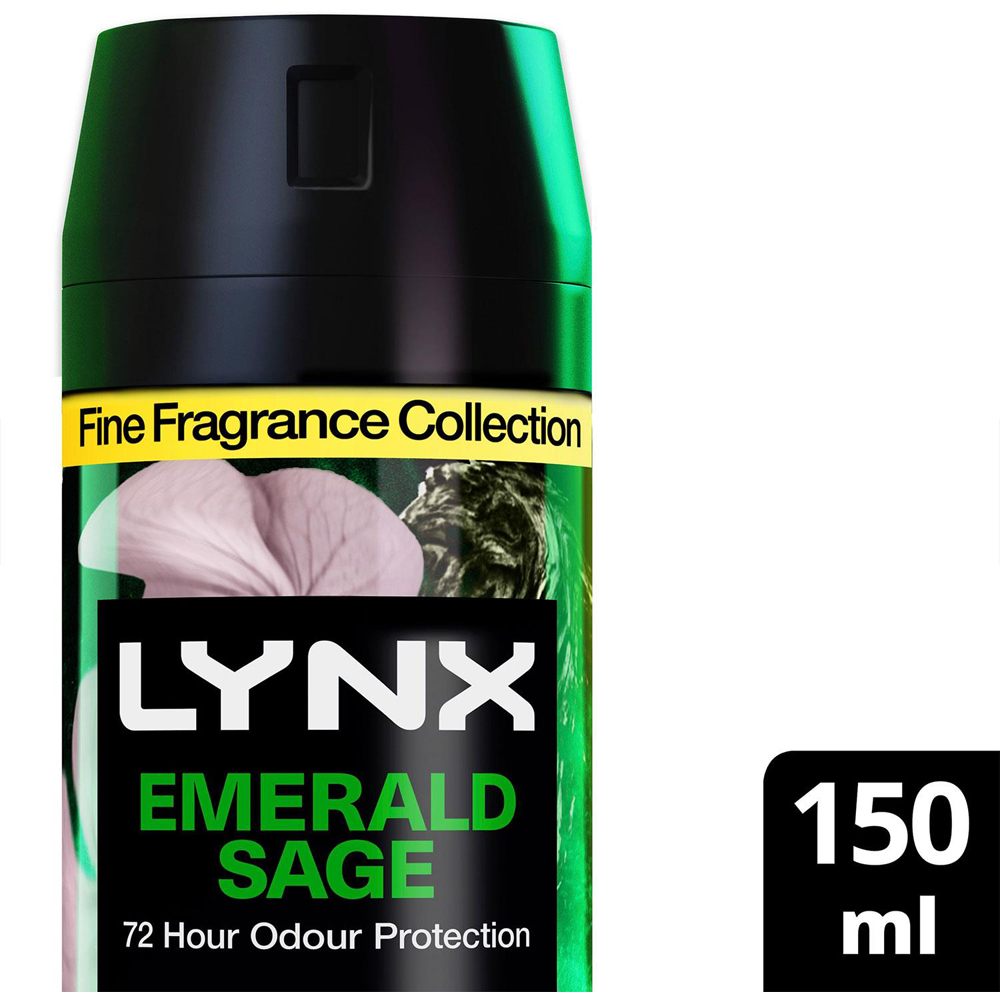 Lynx Fine Fragrance Men's Emerald Sage 72H Freshness Deodorant Body Spray 150ml 36 Pack Image 2