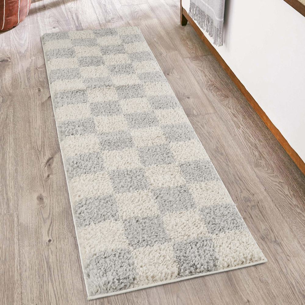 Desire Rugs Chester Grey Shaggy Checkered Rug 160 x 230cm Image 6