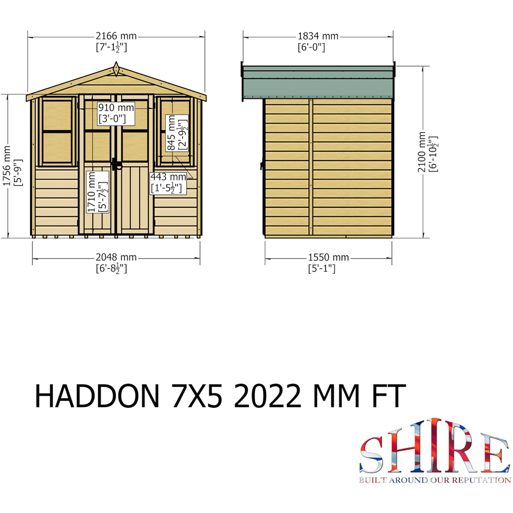 Shire Haddon 7 x 5ft Double Door Traditional Summerhouse Image 8