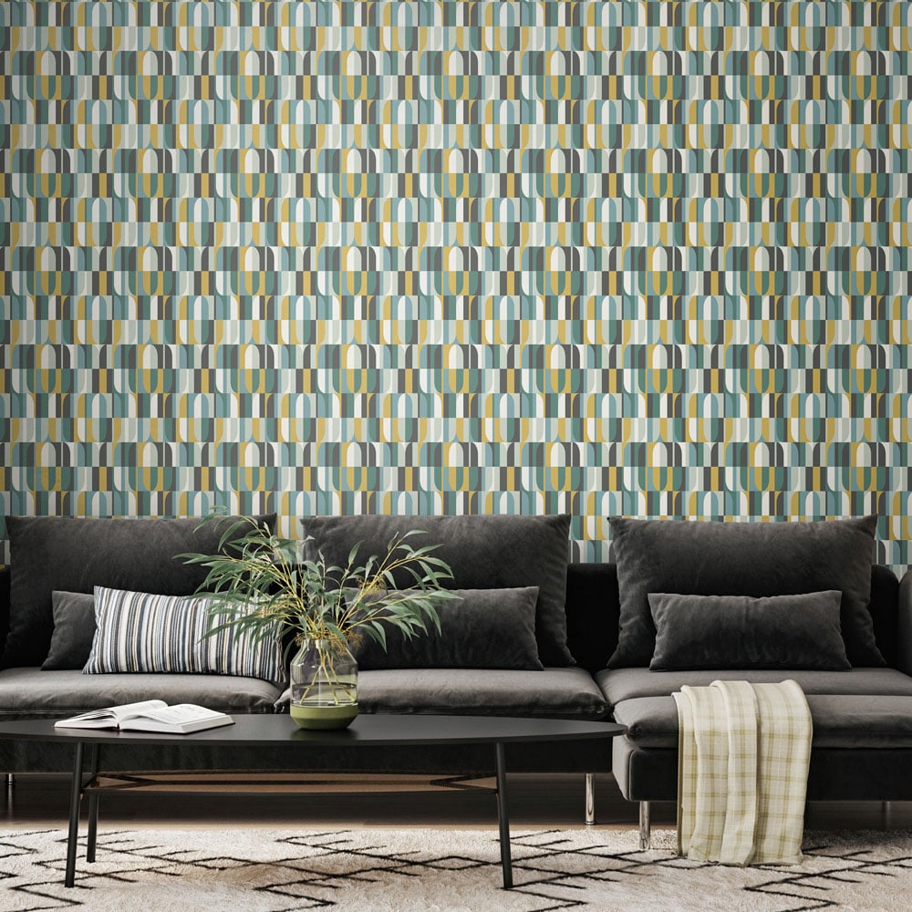 Hoopla Walls Building Blocks Petrol Mix Non Woven Wallpaper Image 2