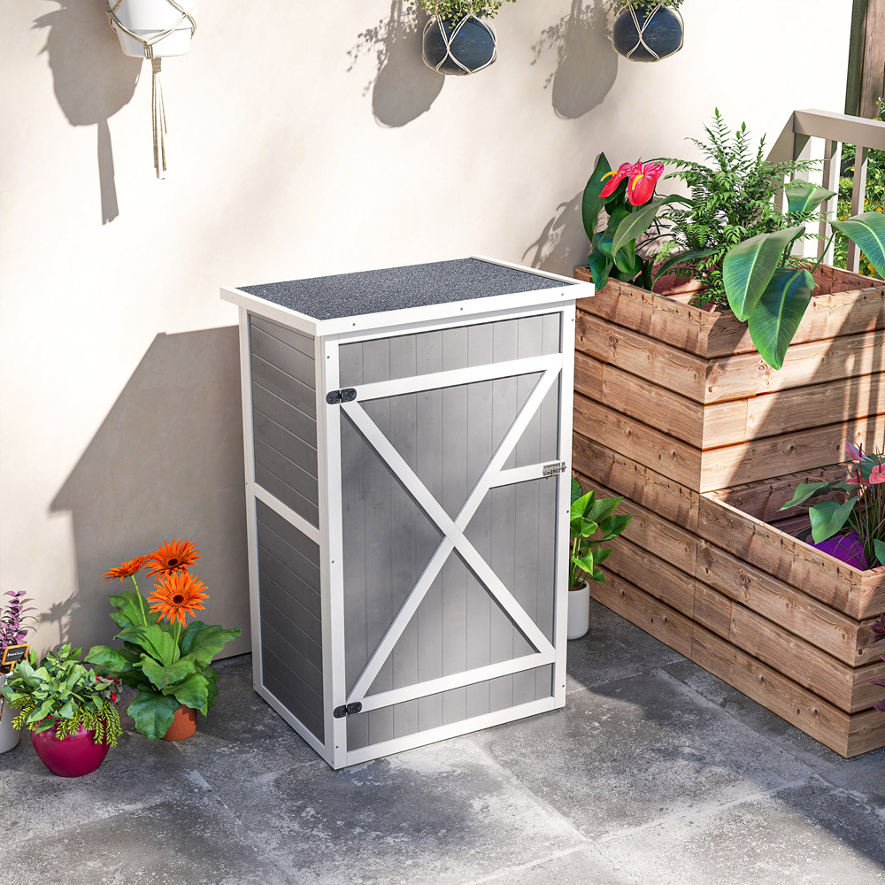 Outsunny 2.5 x 1.8ft Grey Wooden Garden Shed Image 5