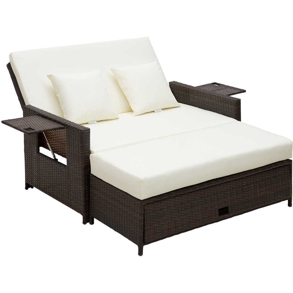 Outsunny 2 Seater Brown Rattan Daybed Image 2