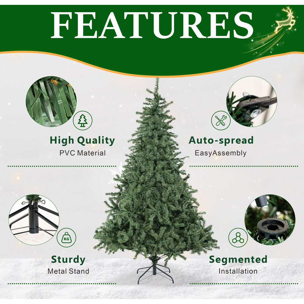 Abrihome Green Artificial Christmas Tree with 1132 Tips 7ft Image 4