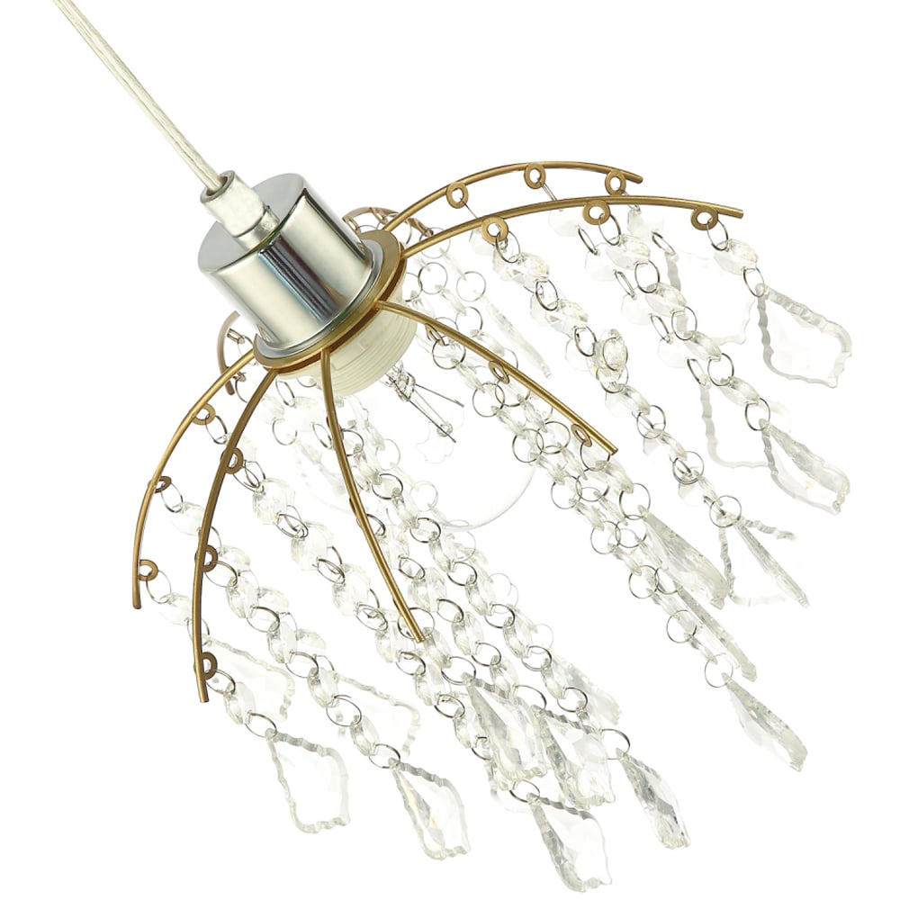 Happy Homewares Gold Frame Waterfall Pendant Shade with Acrylic Droplet Image 6