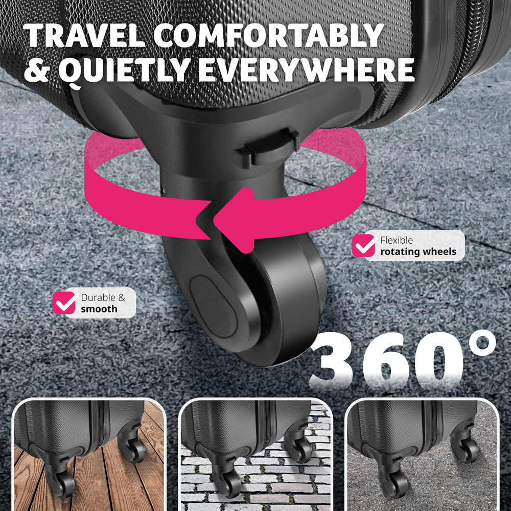 Tectake Set of 3 Black Hard Shell Travel Suitcase Set Image 7