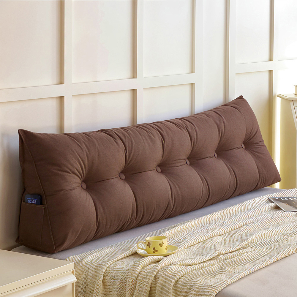 Living and Home Brown Washable Wedge Headboard Pillow with Side Pocket 50 x 180cm Image 7