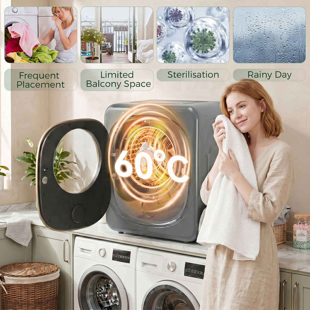 HOMCOM Silver Compact Tumble Dryer with 5 Modes 4kg Image 8