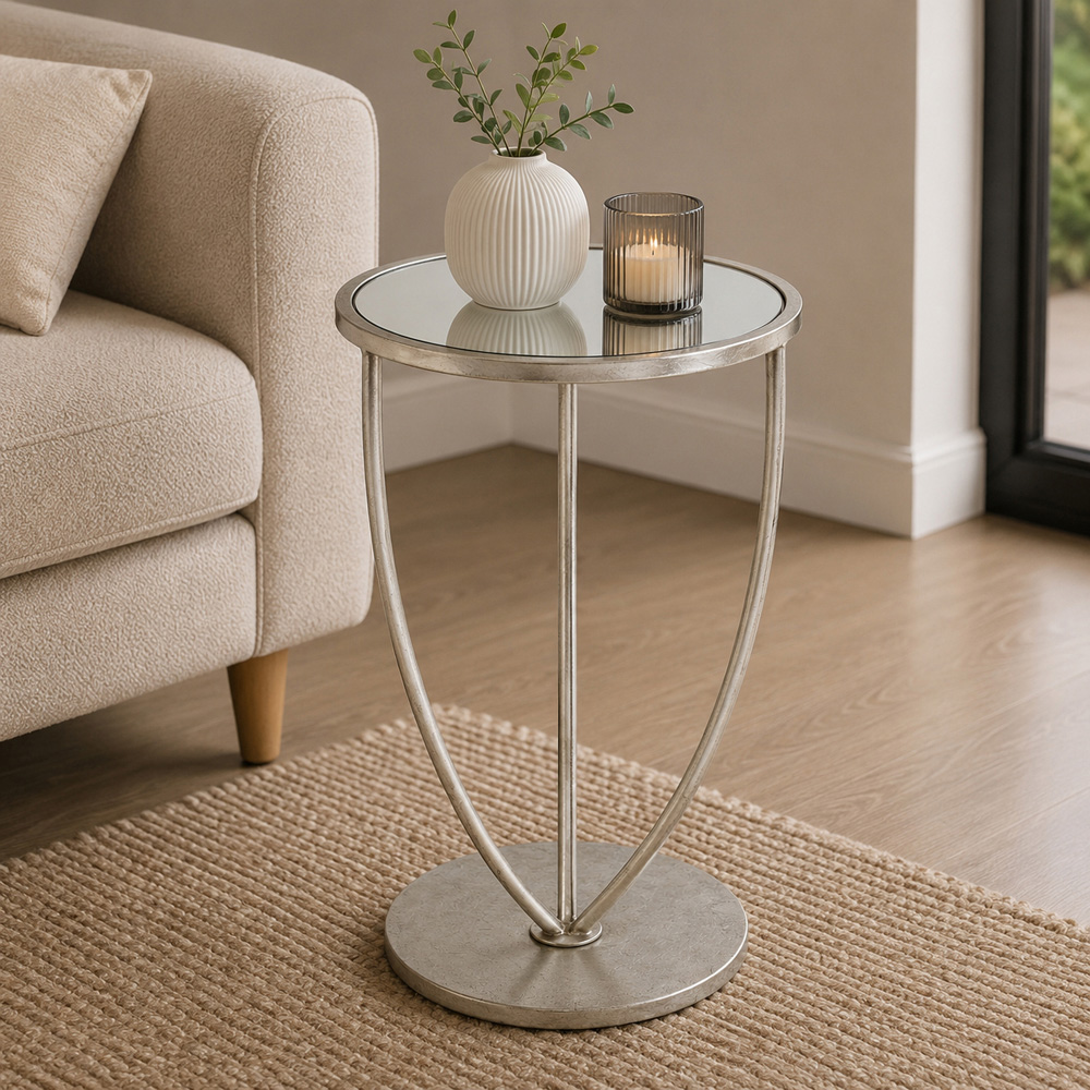 Premier Housewares Marcia Silver Finish Side Table Image 3