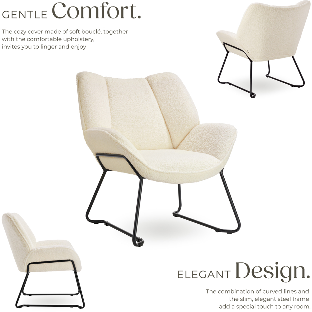 tectake Kjeld Cream Boucle Armchair Image 3