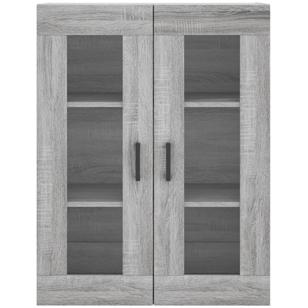 vidaXL 4 Glass and Wood Door 2 Drawer Grey Sonoma Highboard with Black Handle Image 6