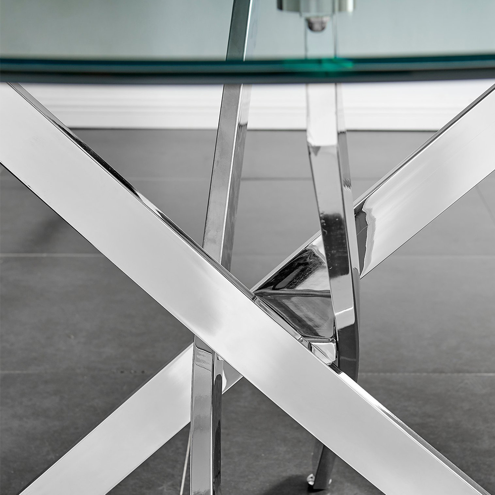 Furniturebox Arona Fortana 6 Seater Round Dining Set Mustard and Chrome Image 6