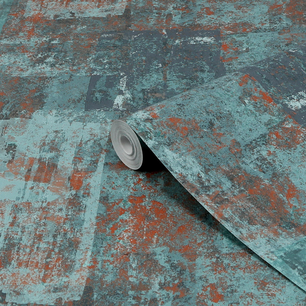 Boutique Industrial Concrete Verdigris Wallpaper Image 2