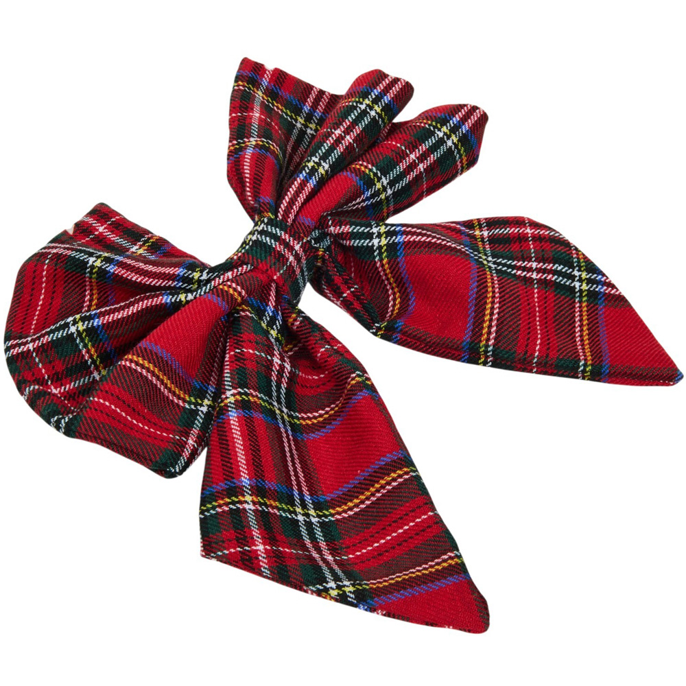 Large Festive Tartan Pet Bowtie Red Image 2