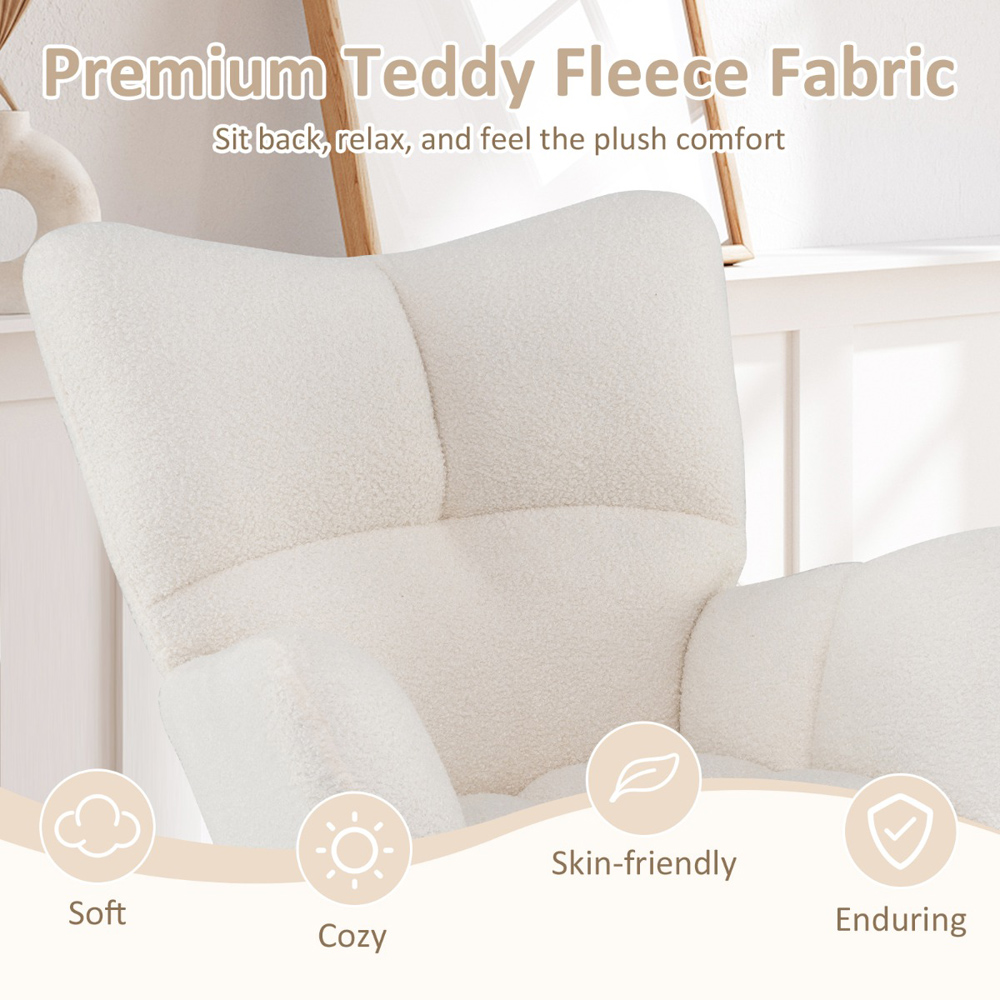 Costway Beige Nursery Rocking Chair with Comfy Backrest and Armrest Image 8