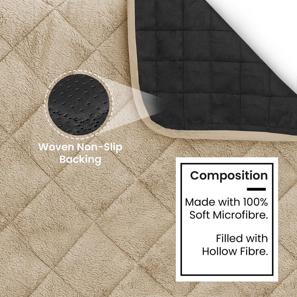 Homerepublic 3 Seater Beige Teddy Fabric Water-Repellent Sofa Protector with Elasticated Straps Image 4