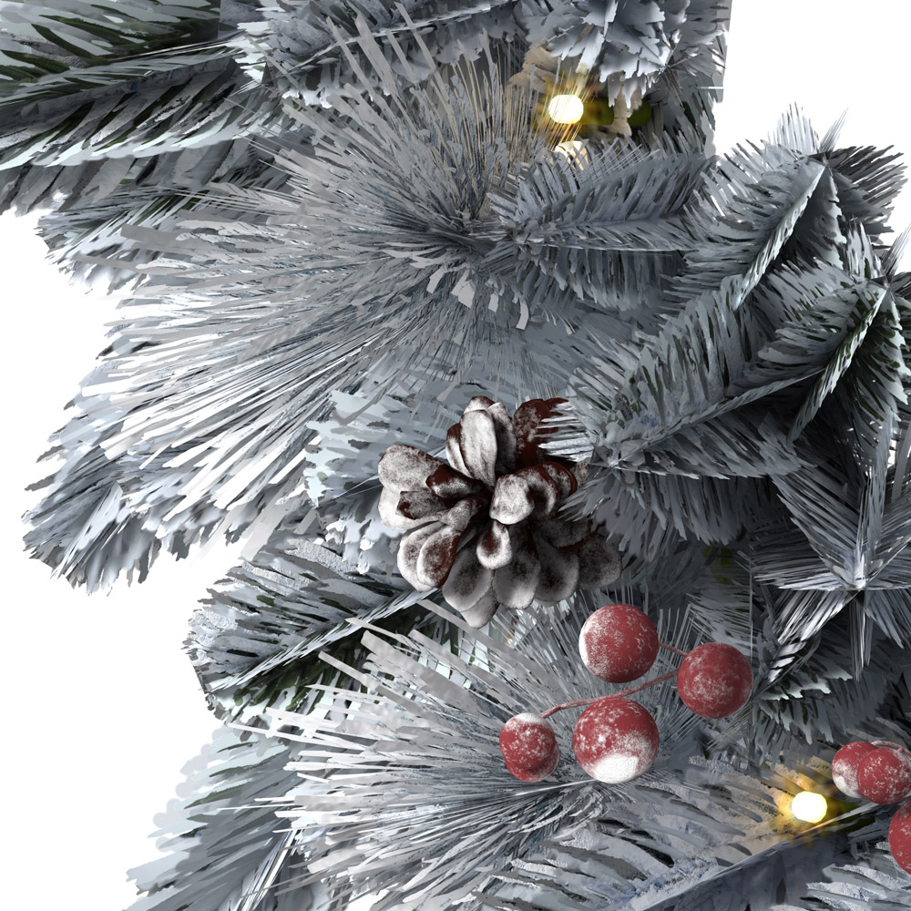 Charles Bentley Pre-Lit Snowy Christmas Wreath with Red Berry and Pinecone 60cm Image 3