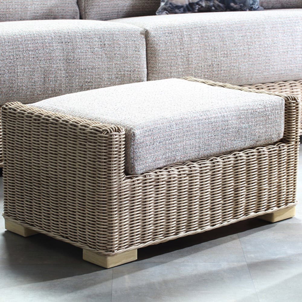 Desser Burford Blush Tweed Natural Rattan Footstool Image 1