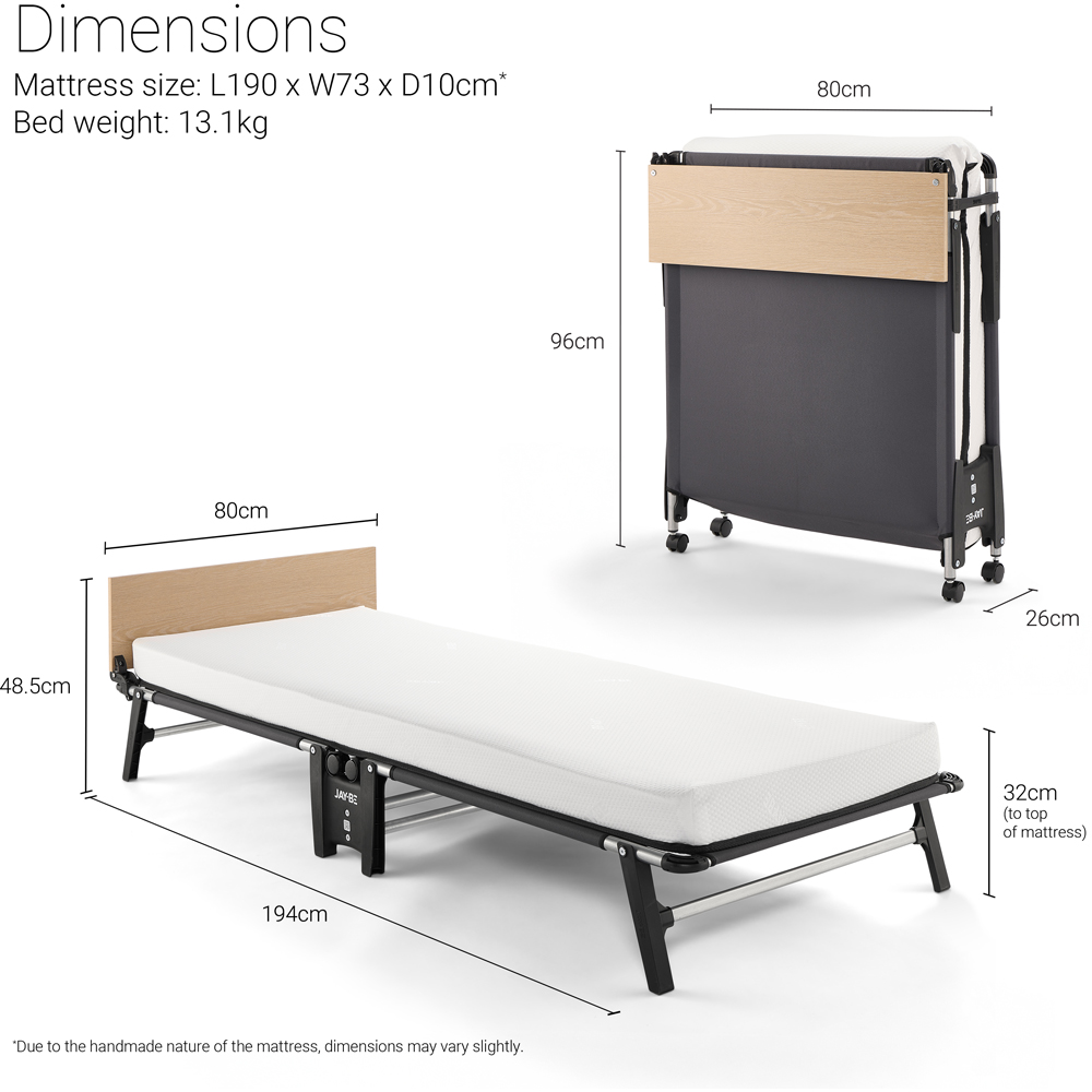 Jay-Be QM80 Single Quick Folding Bed with e-Fibre Memory Mattress Image 9