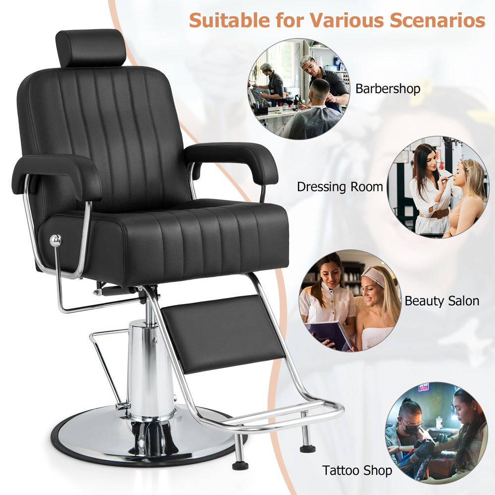 Costway Black Hydraulic Barber Chair with Adjustable Headrest Image 4