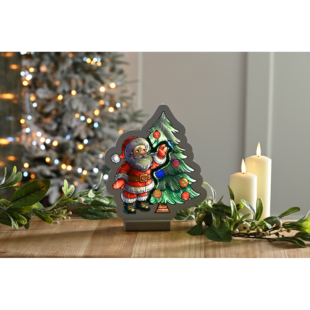 Festive 66 Neutral White LED Santa and Tree Infinity Christmas Decoration 20cm Image 2