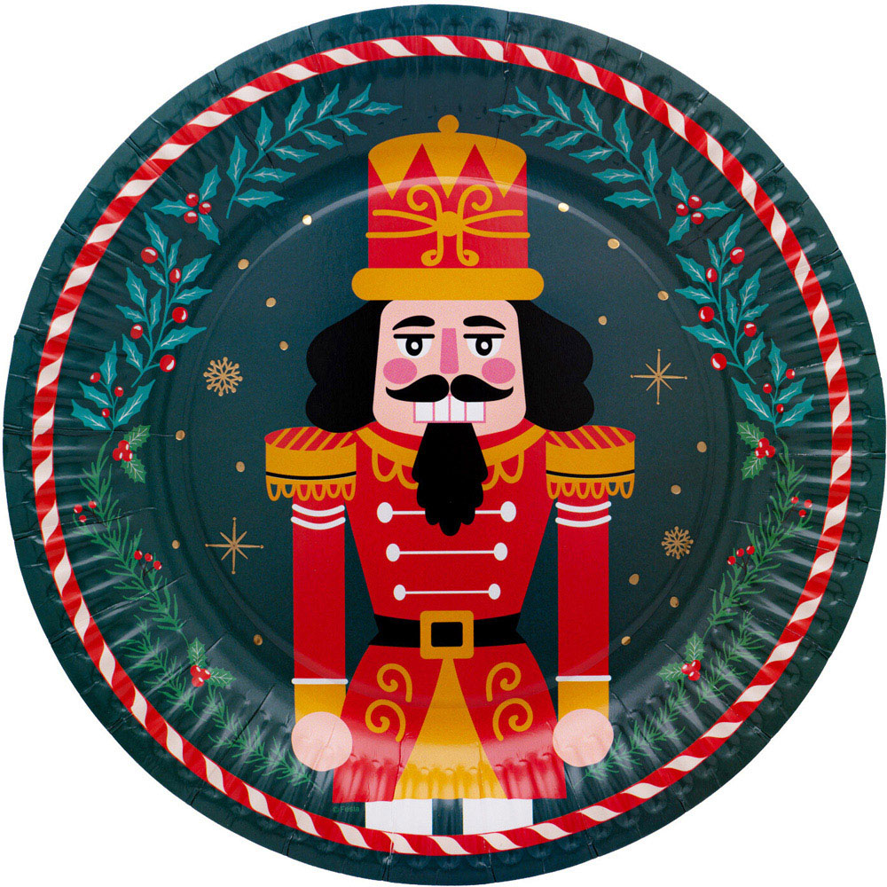 Pack of 8 Nutcracker Paper Plates - Green Image 2
