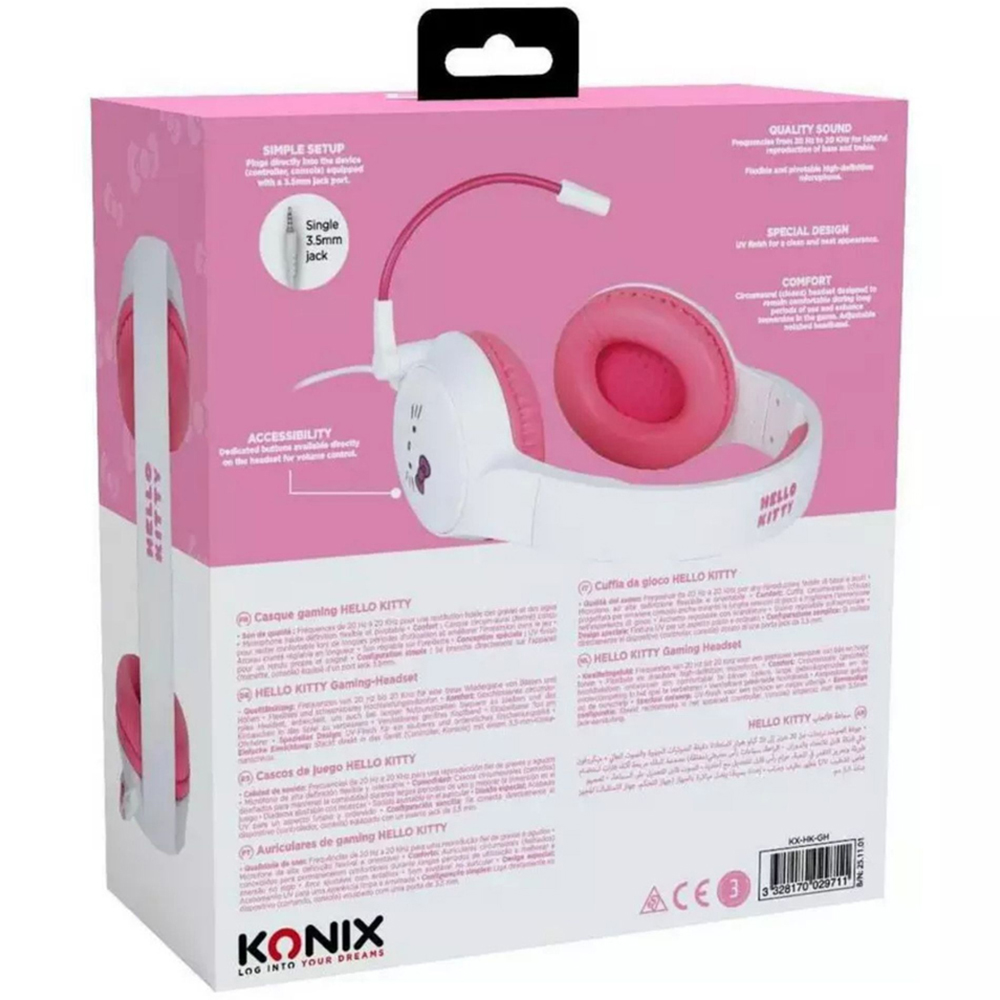 Konix Hello Kitty White and Pink Gaming Headset with Mic Image 5