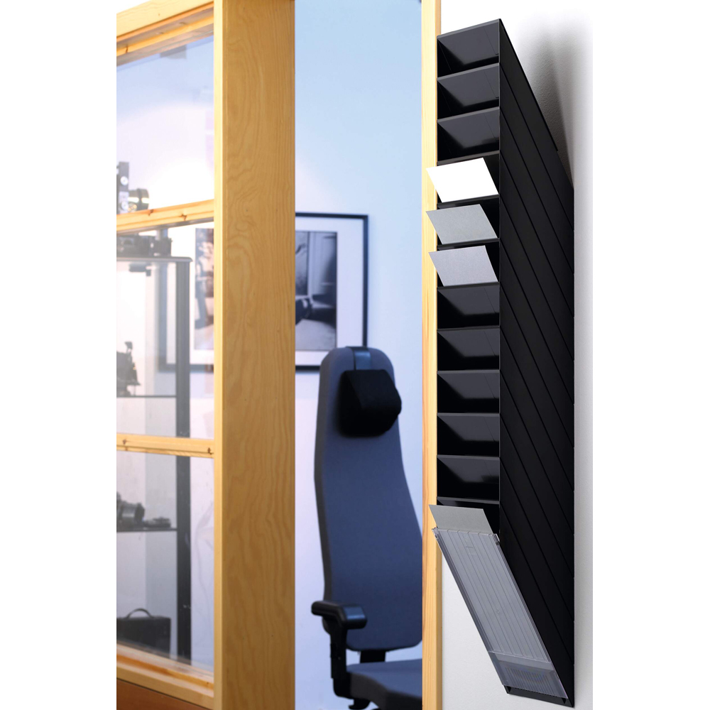 Durable FLEXIBOXX 12 Slot A4 Portrait Black Wall Mounted Literature Holder Image 2