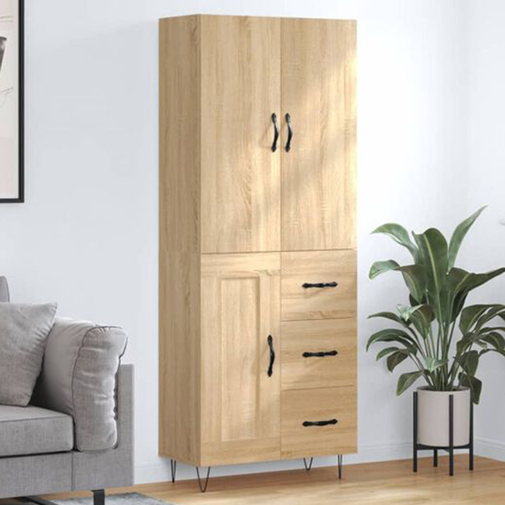 vidaXL 3 Door 3 Drawer Sonoma Oak Highboard Image 1
