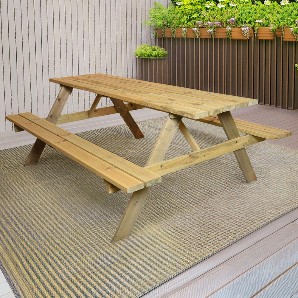 Garden Green Picnic Table - Natural Image 1