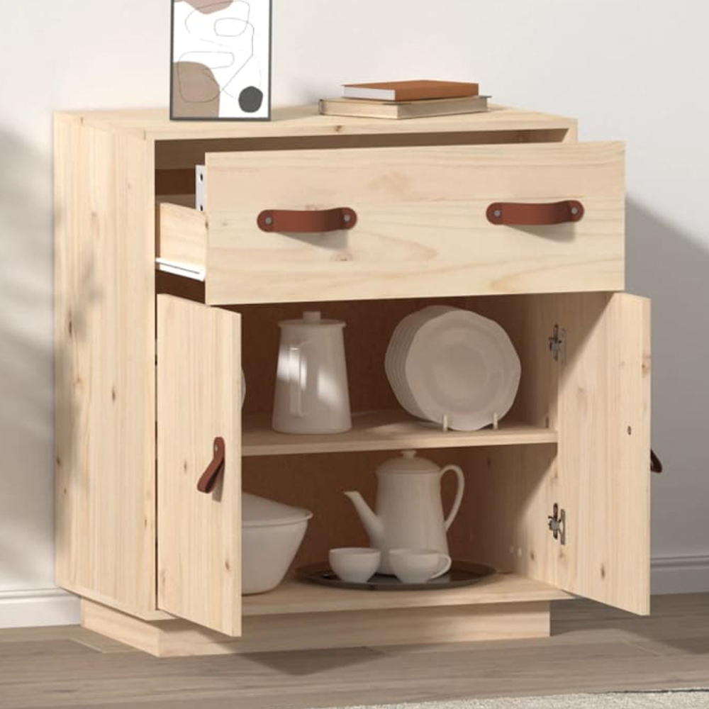 vidaXL 2 Door Single Drawer Natural Sideboard Image 1
