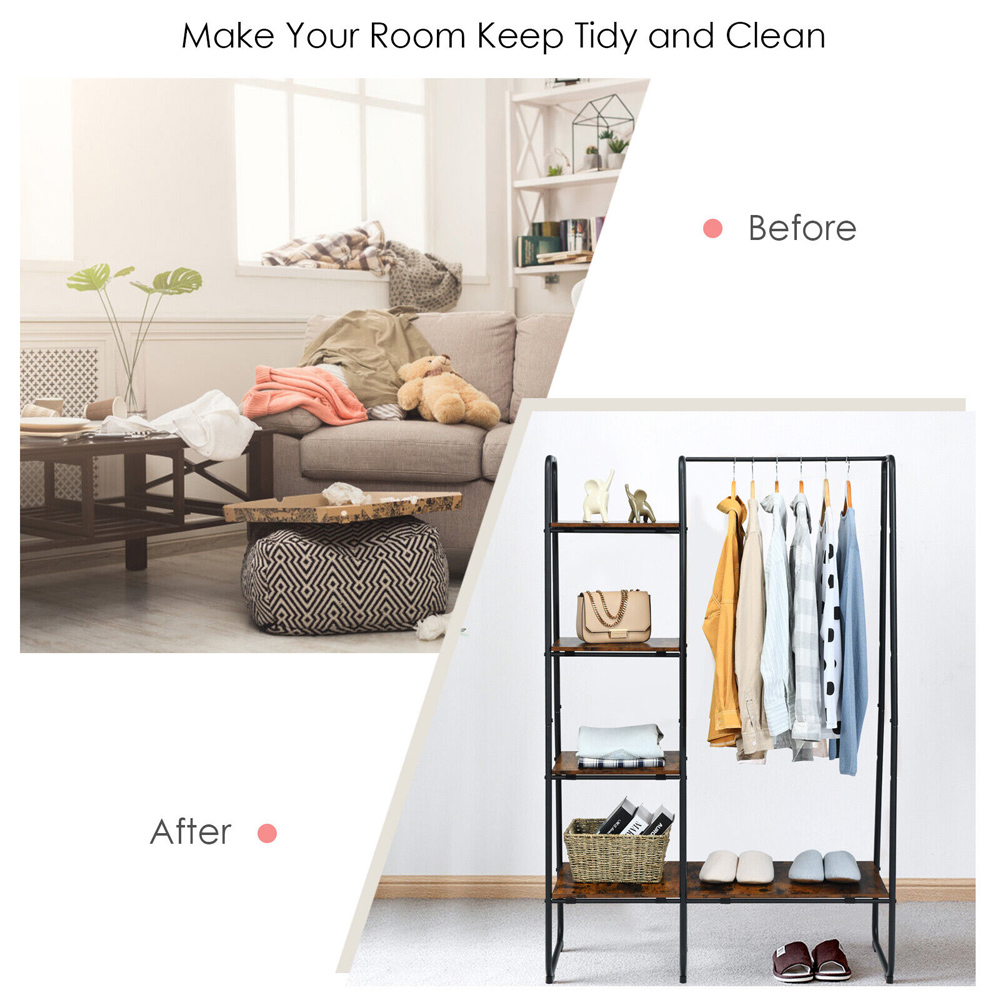 Costway 4 Shelf Black Freestanding Clothing Rack Image 4
