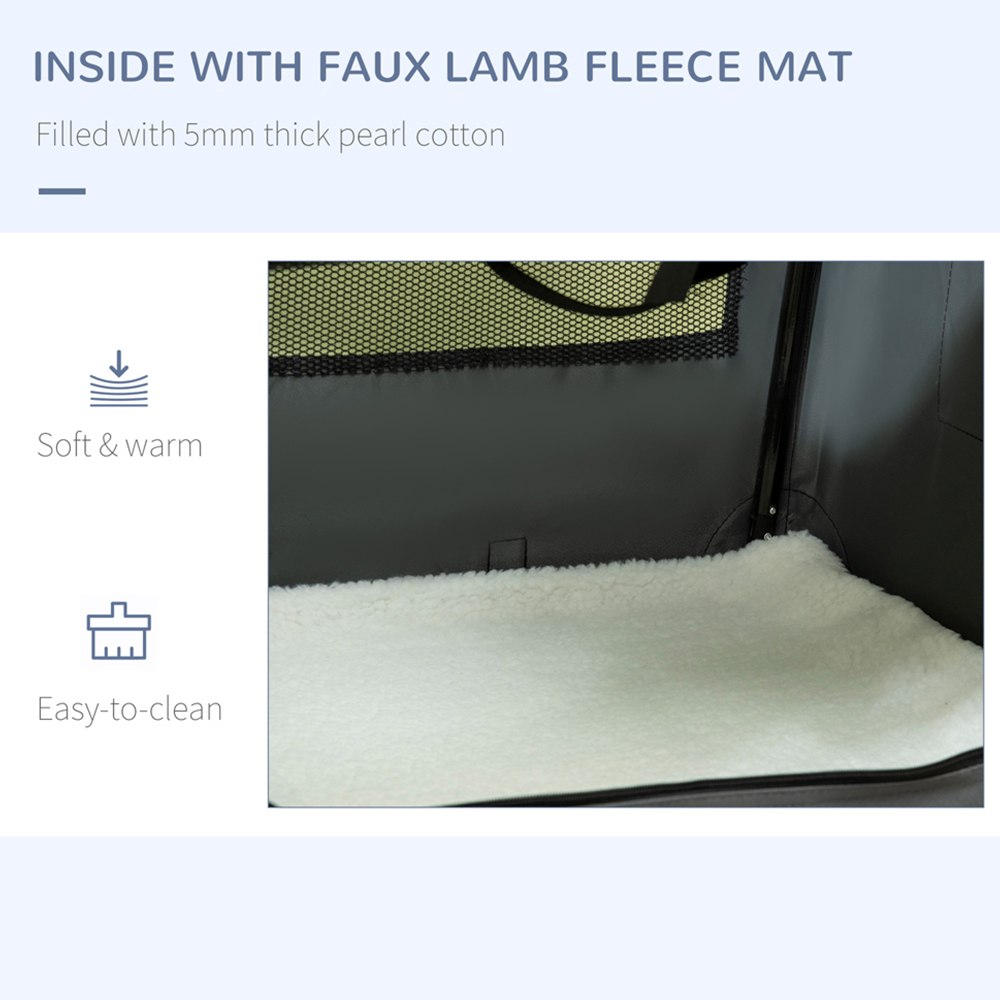 PawHut Grey Foldable Medium Dog Pet Carrier with Cushion Image 4